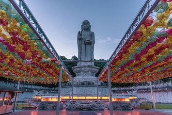 Thirty Metre Tall Statue of Buddha at Donghwasa Temple