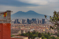 Naples city centre with Vesuvio