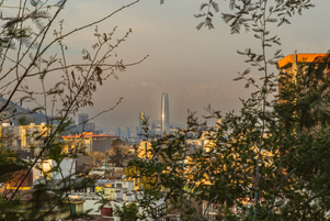 View on Sky Costanera from Santa Lucia Hill, Santiago